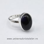 Inel obsidian negru oval reglabil