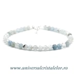 Bratara acvamarin rotund fatetat - 4,4mm