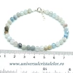 Bratara acvamarin rotund fatetat - 5mm