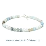 Bratara acvamarin rotund fatetat - 5mm