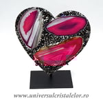 Inima agat pe suport de metal unicat m03