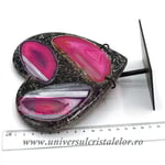 Inima agat pe suport de metal unicat m03