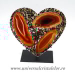 Inima agat pe suport de metal unicat m04