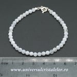 Bratara agat albastru dantela rotund fatetat - 4mm