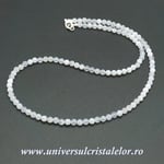 Colier agat albastru dantela rotund fatetat - 4,2mm