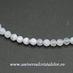 Colier agat albastru dantela rotund fatetat - 4mm