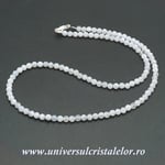 Colier agat albastru dantela rotund fatetat - 4mm