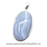 Pandantiv agat albastru dantela