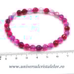 Bratara agat roz rotund fatetat - 6 mm