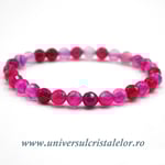 Bratara agat roz rotund fatetat - 6 mm