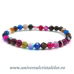 Bratara agat mixt rotund fatetat - 6 mm