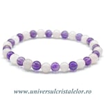 Bratara ametist si cuart roz