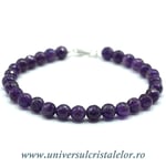 Bratara ametist rotund fatetat - 6 mm cu inchizatoare