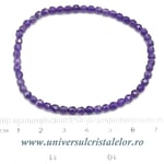 Bratara ametist rotund fatetat - 4 mm