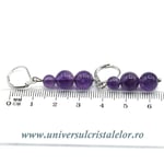 Cercei ametist rotund - 8 mm