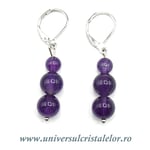 Cercei ametist rotund - 8 mm