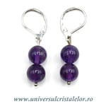 Cercei ametist rotund - 8mm