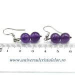 Cercei ametist rotund - 8 mm