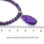 Colier cu pandantiv ametist lacrima fatetat