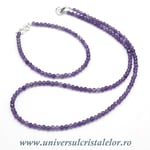 Set ametist bratara , colier si cutie