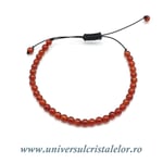 Bratara carneol rotund - 4 mm cu snur reglabil