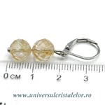 Cercei citrin rotund fatetat- 8 mm