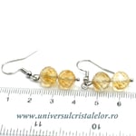 Cercei citrin rotund fatetat- 8 mm