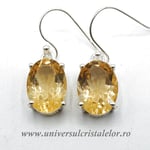 Cercei citrin oval fatetat 10/14 mm