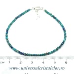 Bratara mixt crisocola si azurit rotund fatetat - 2 mm