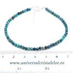 Bratara mixt crisocola si azurit rotund fatetat - 3 mm