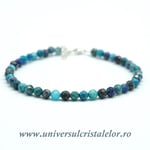 Bratara mixt crisocola,azurit si lapis lazuli rotund fatetat - 4 mm