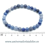 Bratara cuart albastru rotund - 6 mm