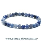 Bratara cuart albastru rotund - 6 mm