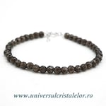 Bratara cuart fumuriu rotund fatetat - 4,3 mm