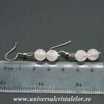 Cercei cuart roz rotund fatetat- 8 mm