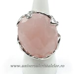 Inel cuart roz oval reglabil m3