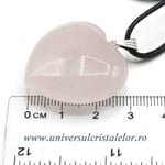 Pandantiv cuart roz inima cu snur si cutie