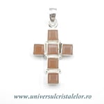 Pandantiv cuart roz cruciulita