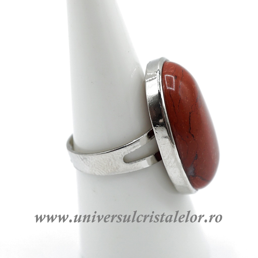 Inel jasp rosu oval reglabil m5