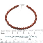 Bratara jasp rosu rotund fatetat - 4 mm