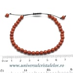 Bratara jasp rosu rotund - 4 mm cu snur reglabil
