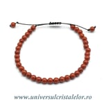 Bratara jasp rosu rotund - 4 mm cu snur reglabil