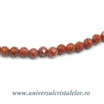 Colier jasp rosu rotund fatetat - 4 mm