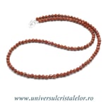 Colier jasp rosu rotund fatetat - 4 mm