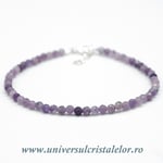 Bratara lepidolit rotund fatetat - 3 mm