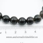 Bratara obsidian argintiu rotund - 8 mm