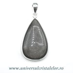 Pandantiv obsidian argintiu