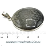 Pandantiv obsidian auriu floarea vietii