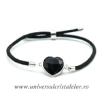 Bratara obsidian negru inima reglabila