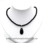 Colier cu pandantiv obsidian negru lacrima